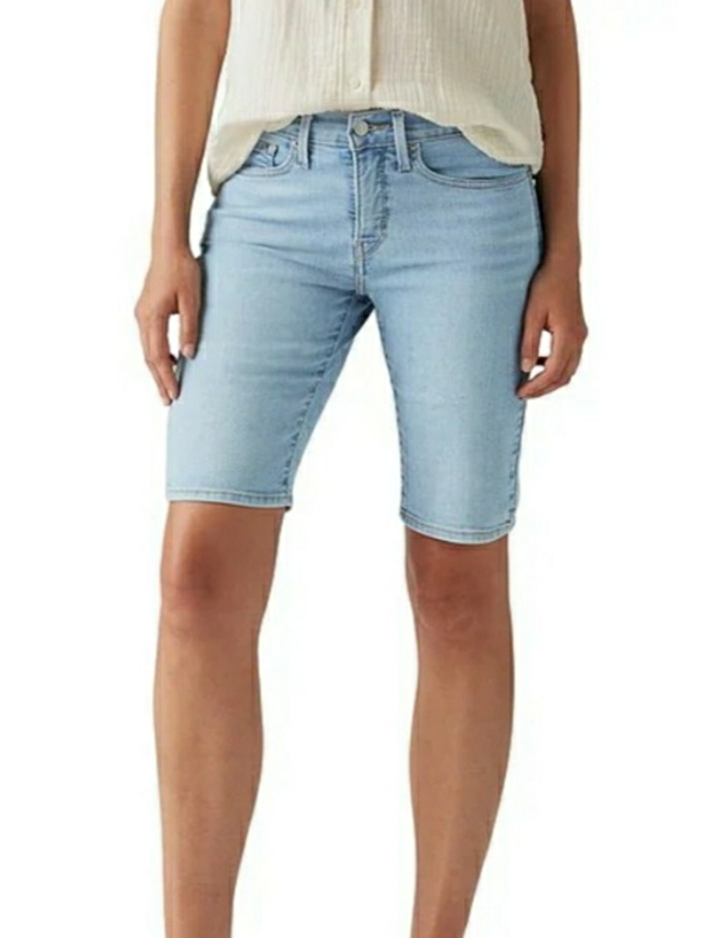 Levi's Light Wash Denim Bermuda Shorts - Women's Casual Knee-Length
